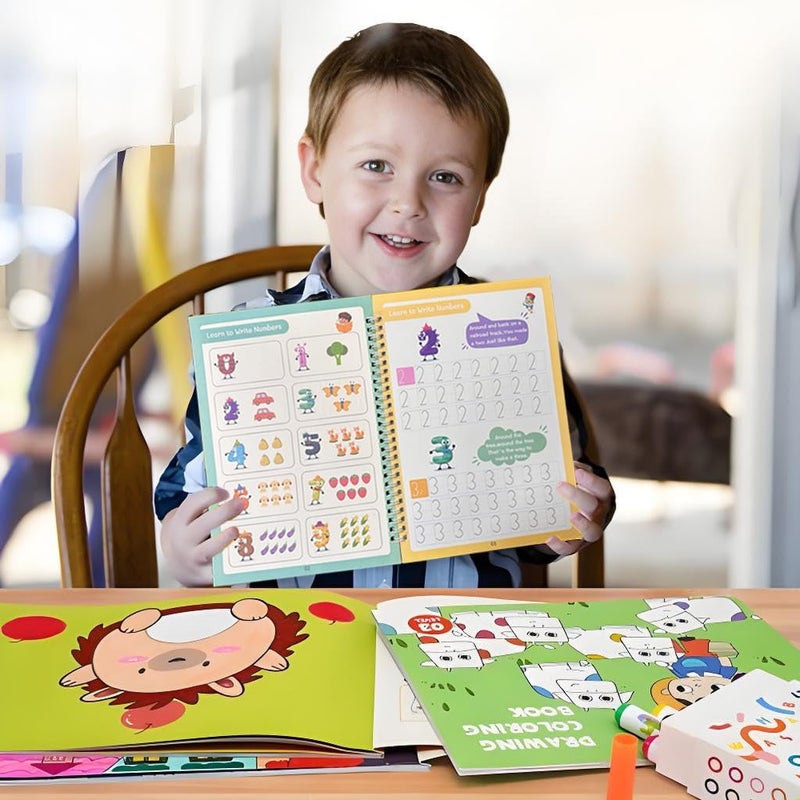 AALGO Handwriting Book Practice for Kids,Reusable Grooved Handwriting Books, Writing Practice for Kids Age 3-5 - Image 3